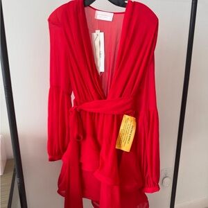 New Bronx and Banco Red Chiffon Dress